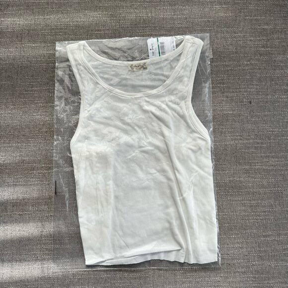 Free People High-Neck Ribbed Crop White Size L New - Picture 7 of 7